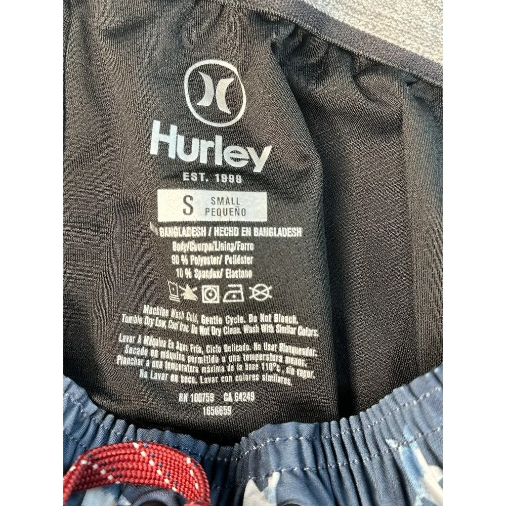 Hurley Men's Swim Trunks Small Blue Star Print Tie Dye Mesh‎ Lined Drawstring